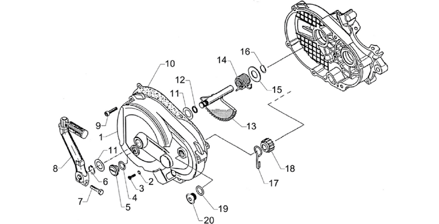 Kick-start lev.cpl-Clutch cov.