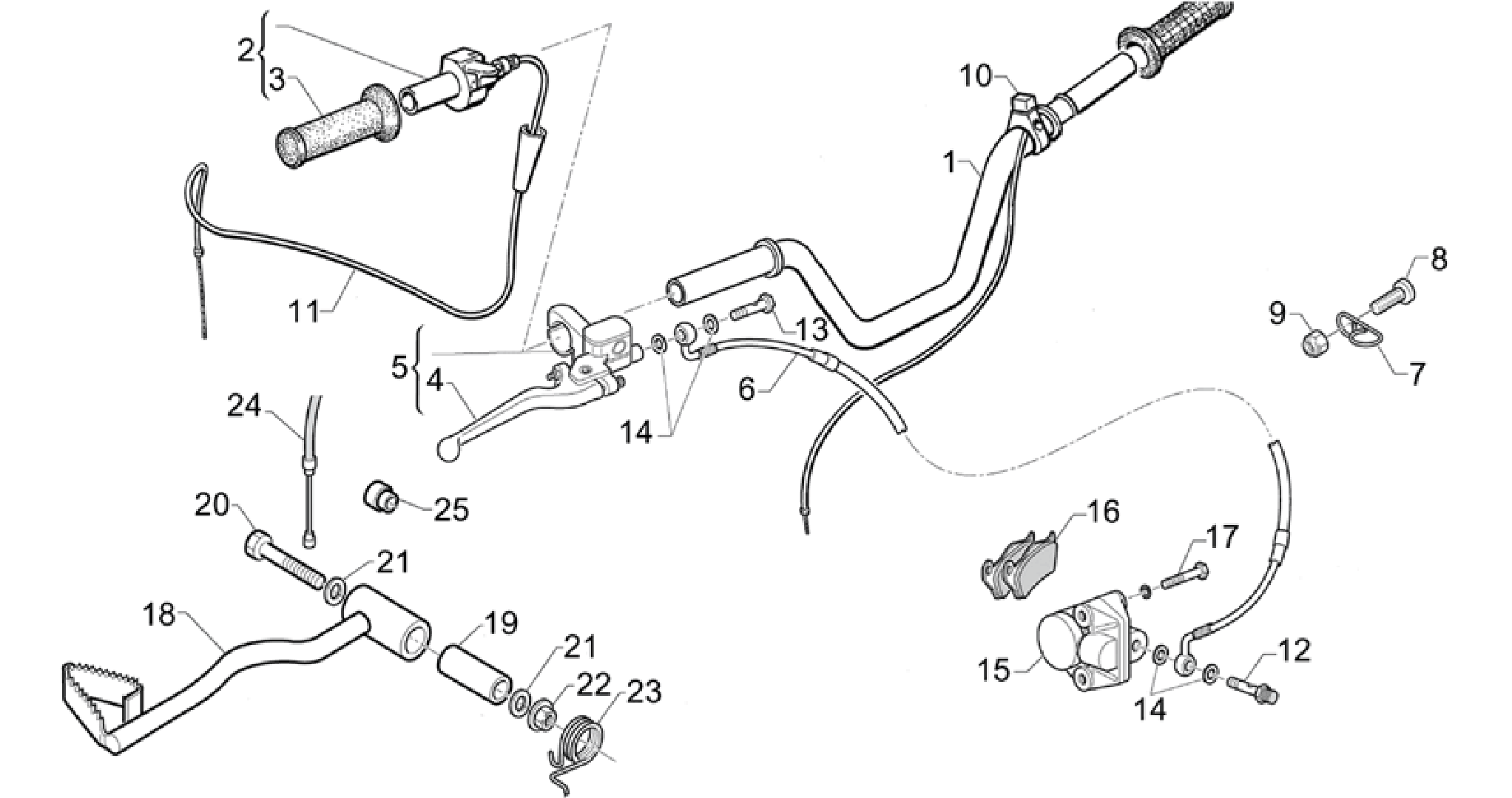 Handlebar cpl.-Rr.brake lever