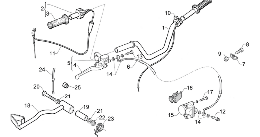 Handlebar cpl.-Rr.brake lever