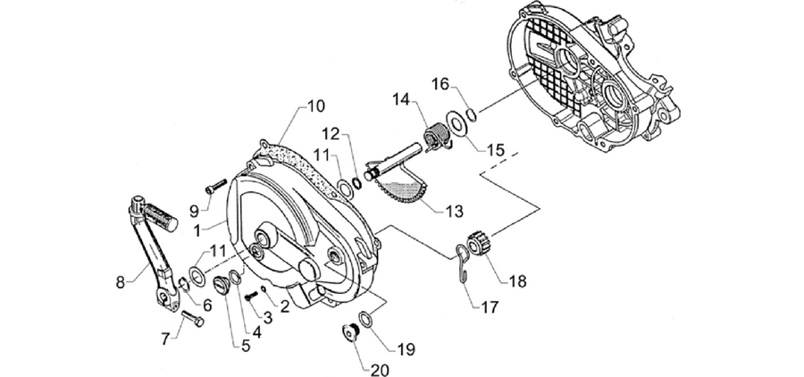 Kick-start lev.cpl-Clutch cov.