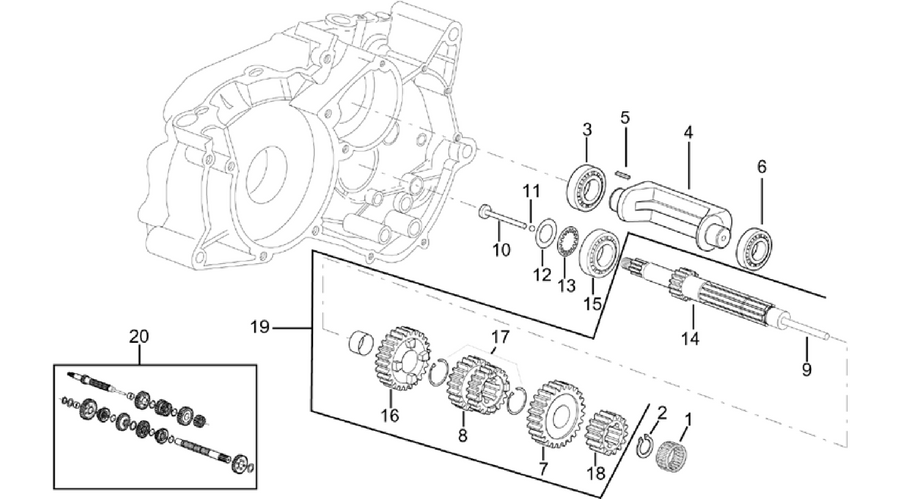 Primary gear shaft