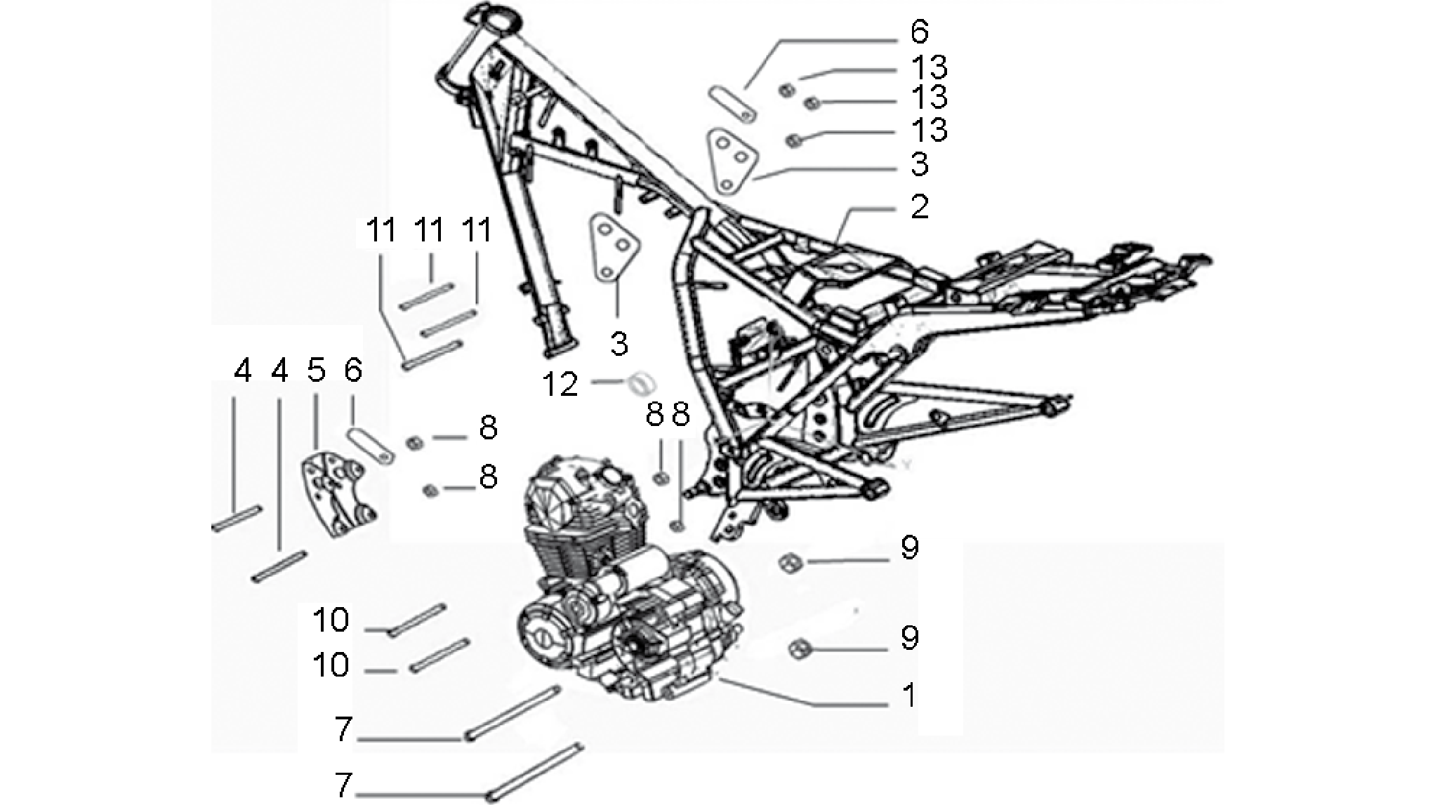 Eengine and frame