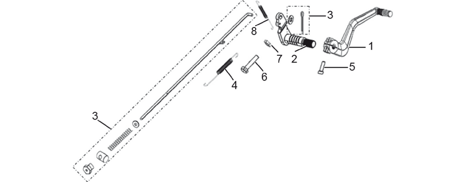 Rear brake pedal assembly