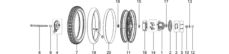 Rear wheel with spokes