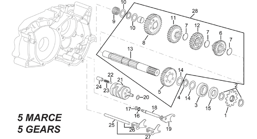Driven shaft - 5 GEARS