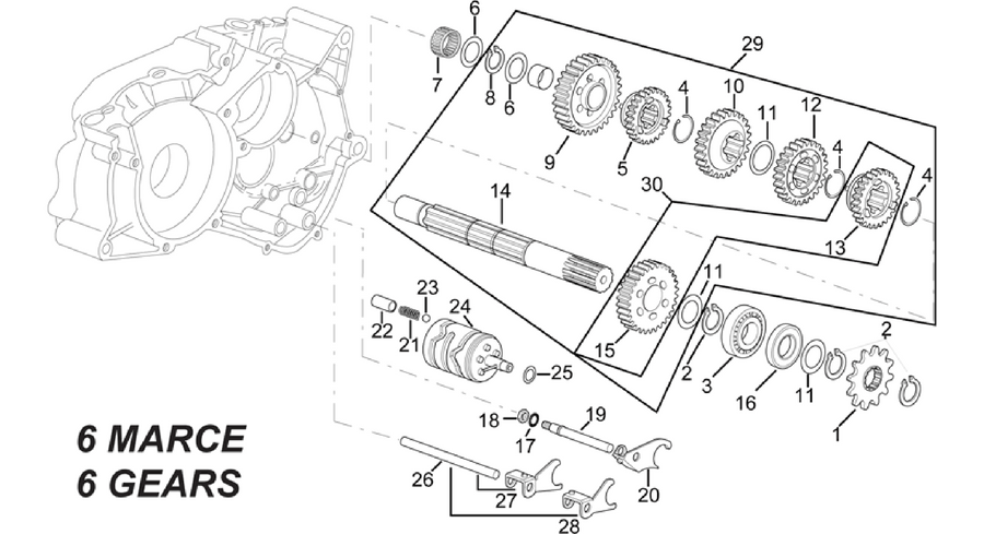 Driven shaft - 6 GEARS
