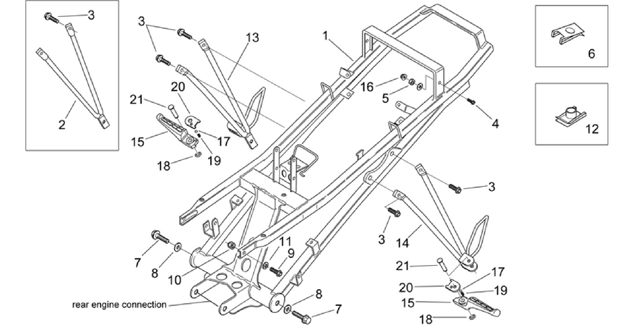 Rear footrests