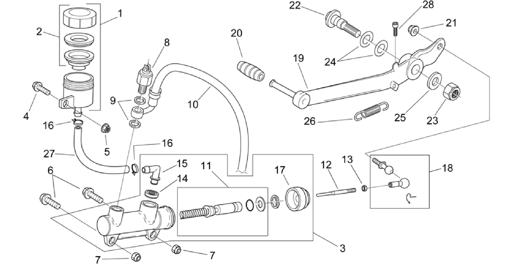 Rear master cylinder