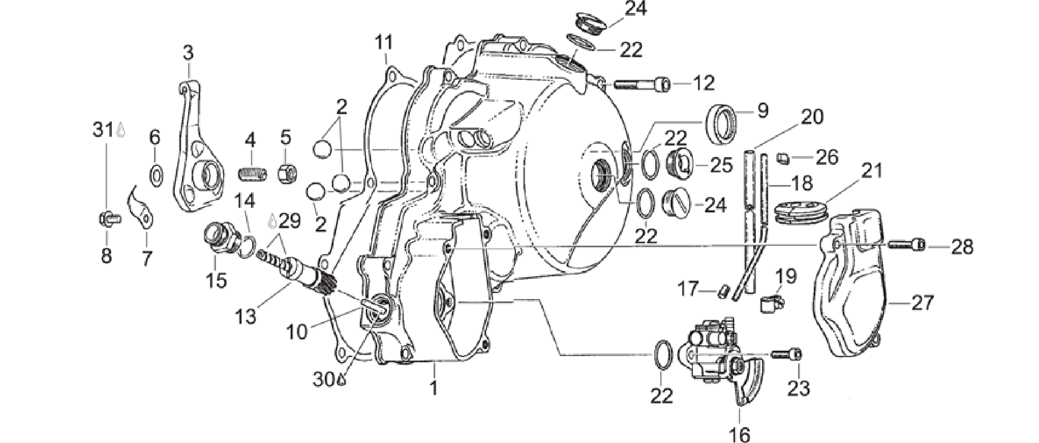 Clutch cover-Oil pump