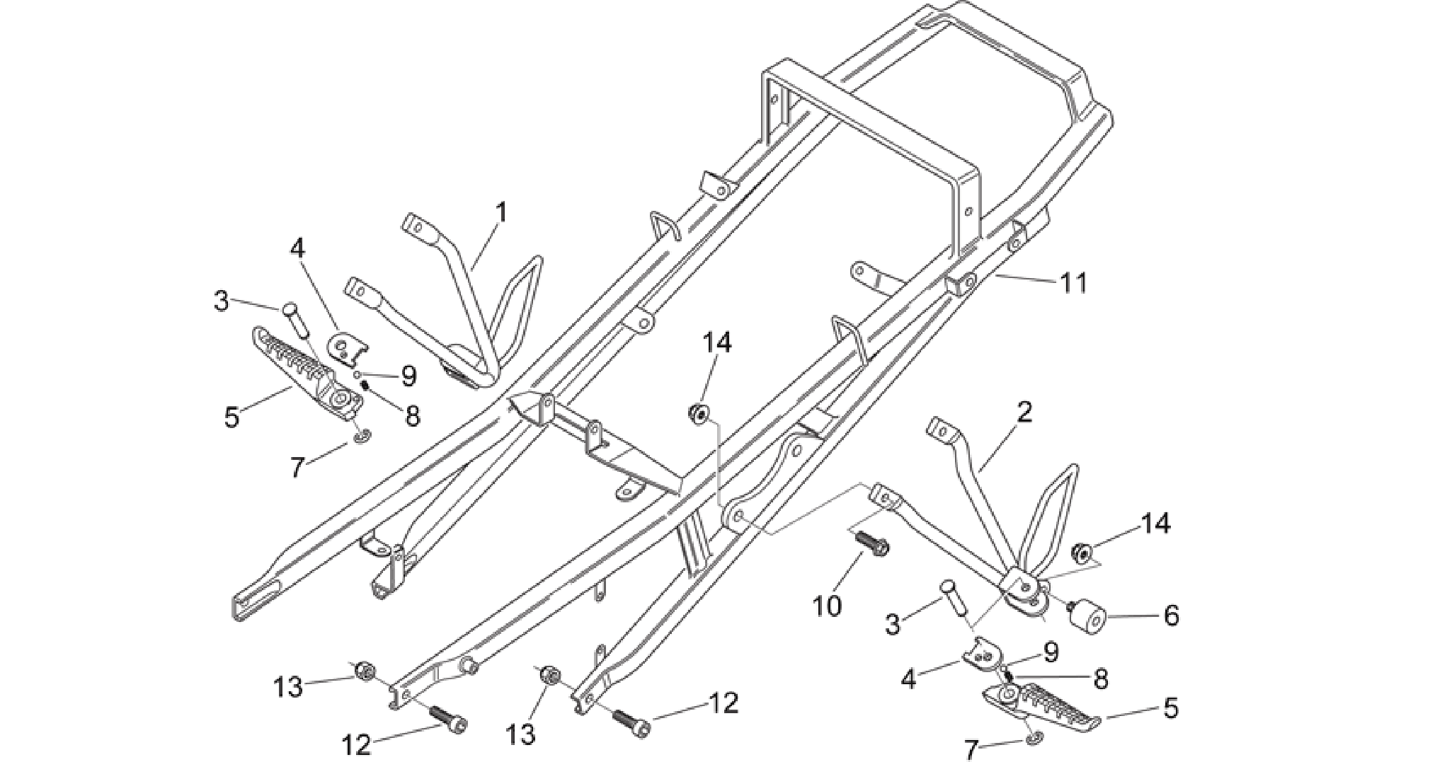 Rear footrests