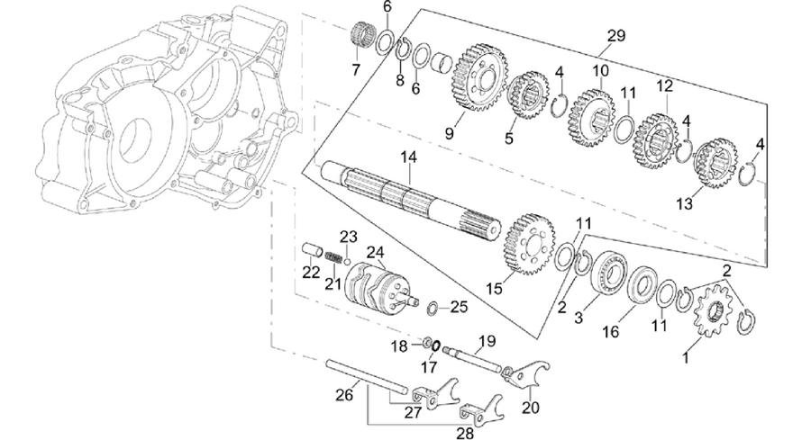 Gearbox driven shaft