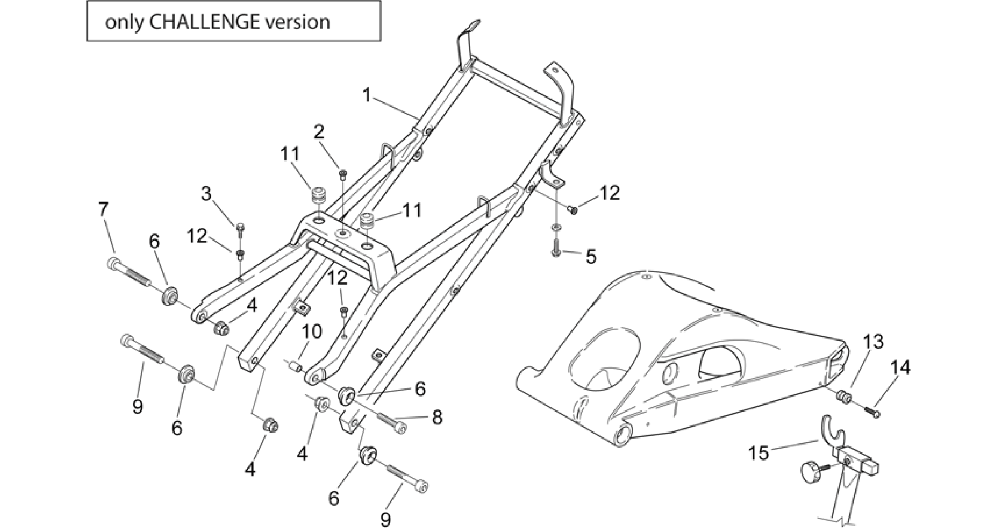 Saddel supp./Swing arm-Chall.Vers.