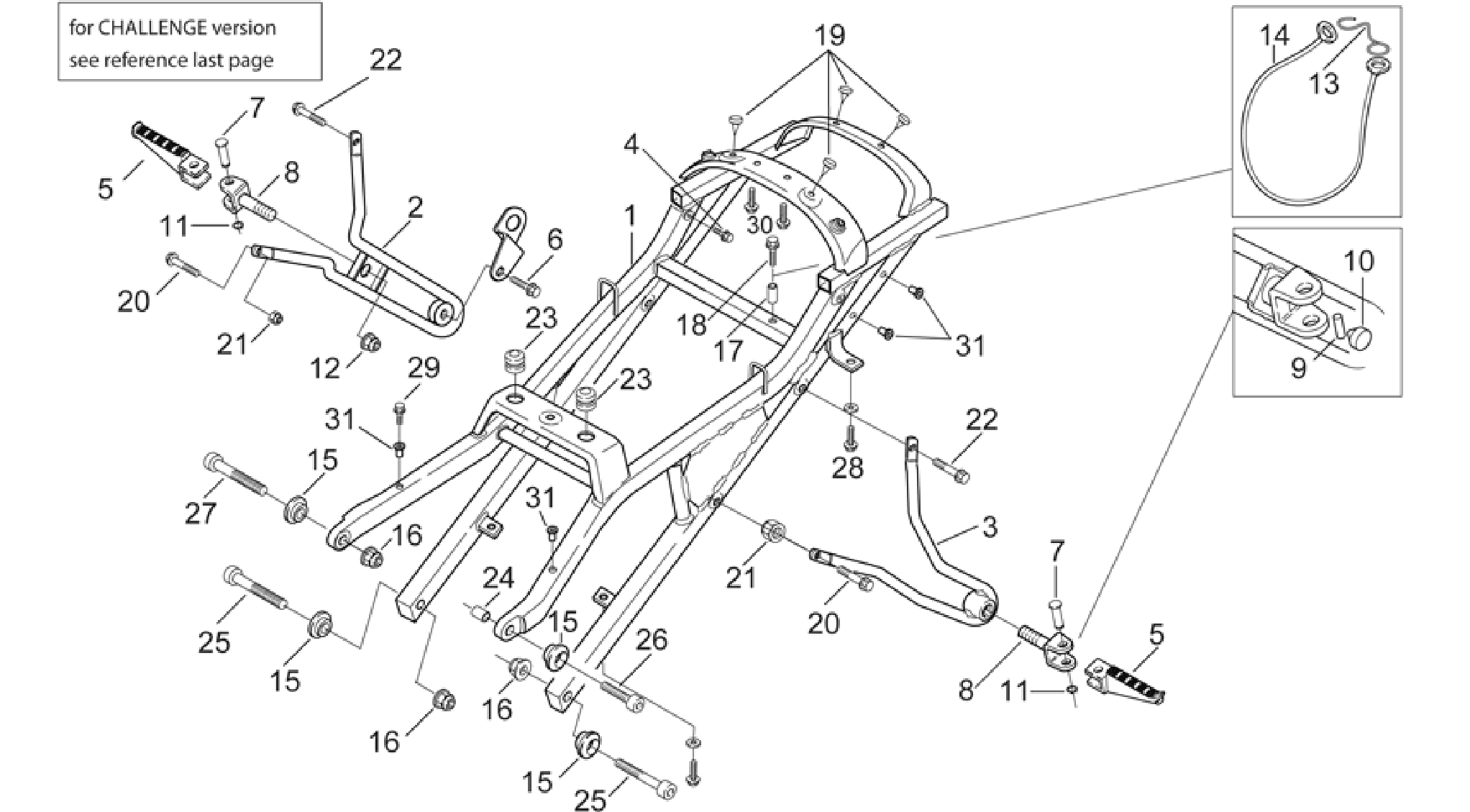 Saddel support - Rear foot rests