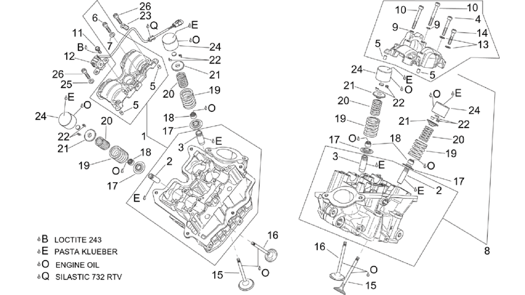 Cylinder head and valves