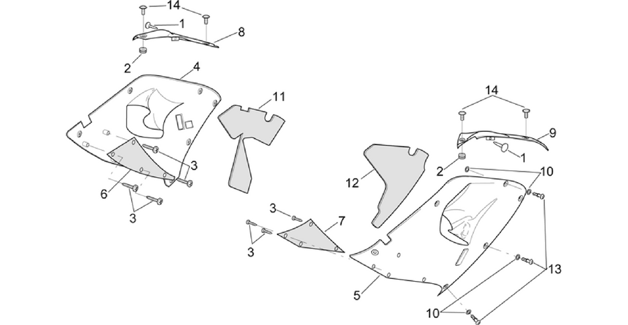 Central body - Upper fairings