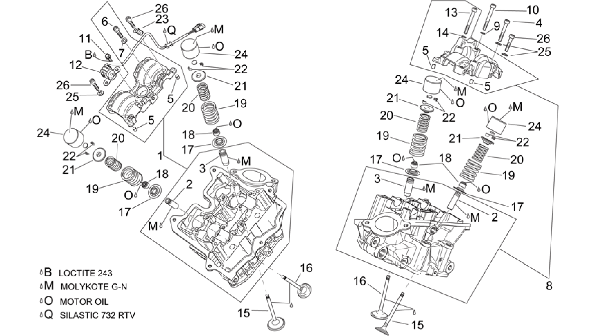 Cylinder head and valves