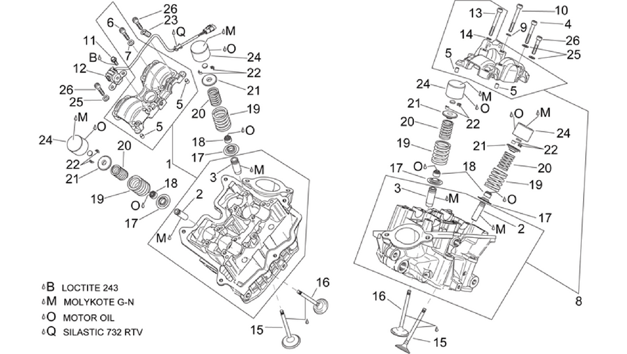 Cylinder head and valves