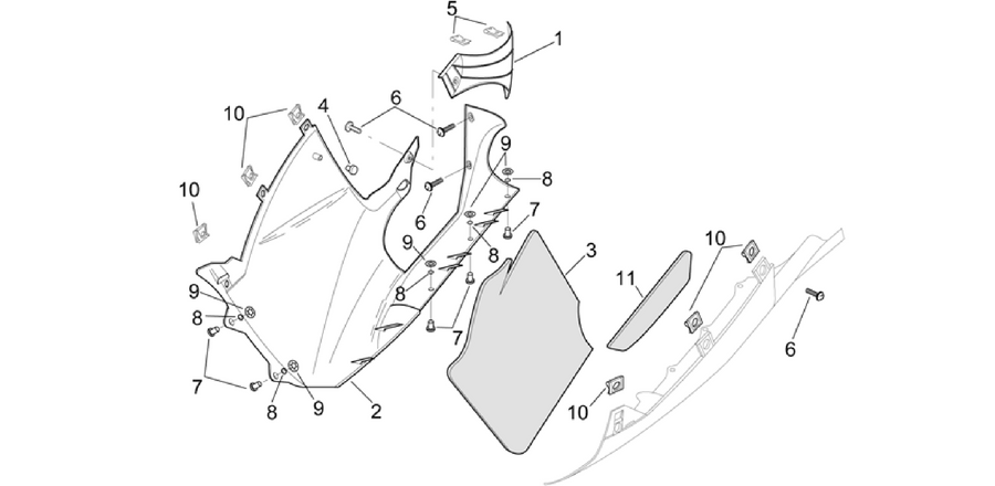 Central body - RH fairings
