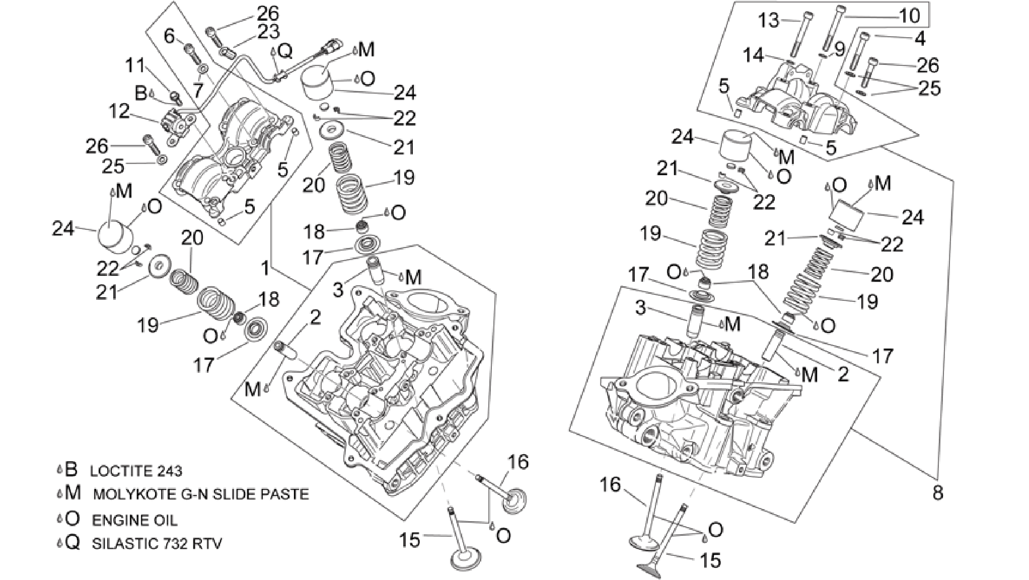 Cylinder head and valves