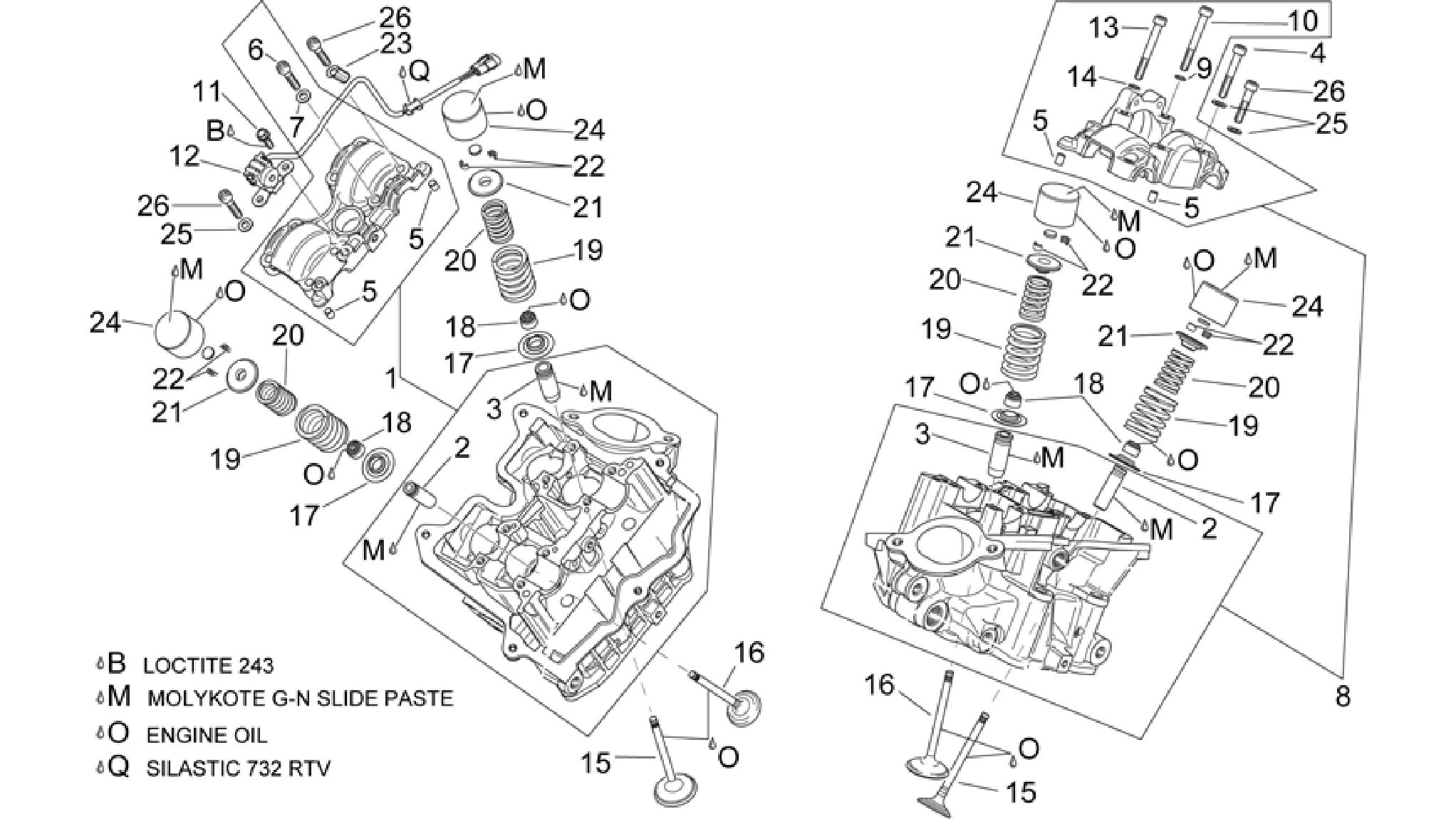 Cylinder head and valves