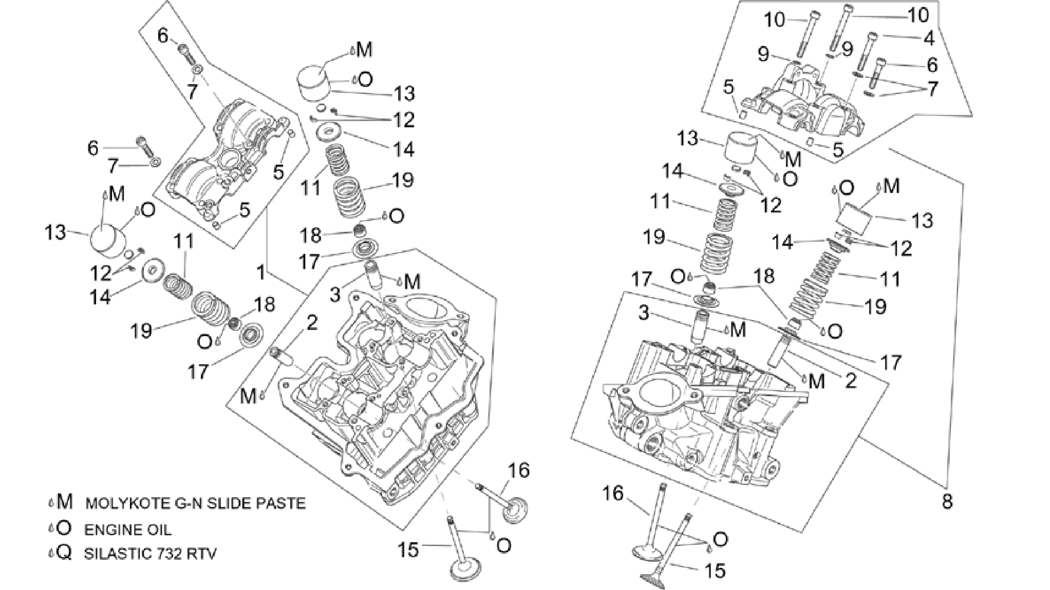 Cylinder head and valves