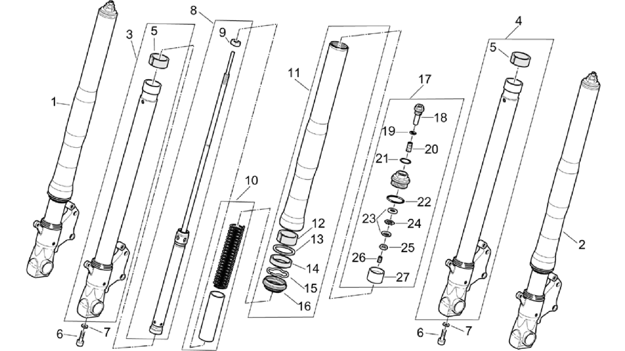 Marzocchi front fork - Hubs, sleeves