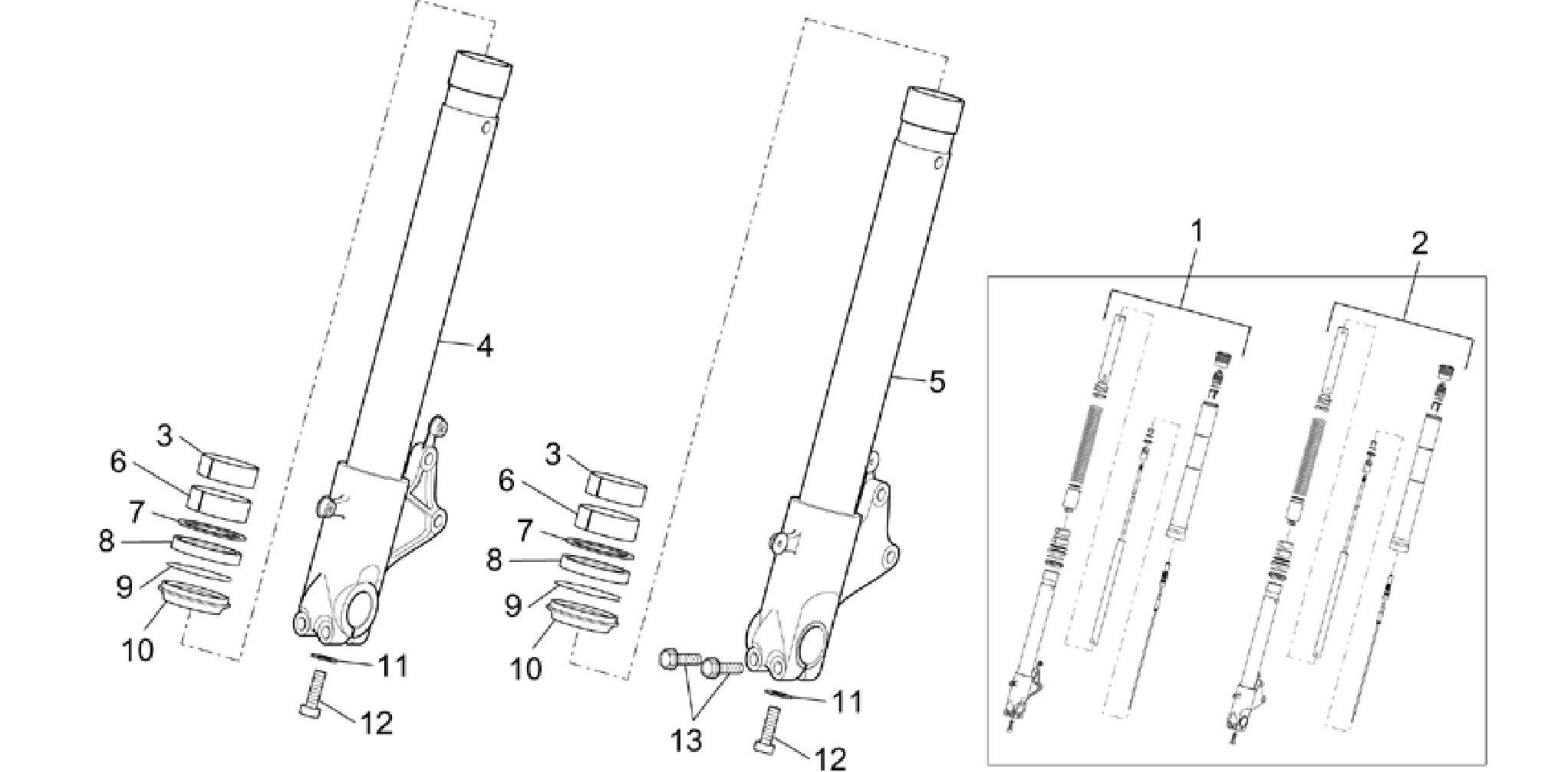 Showa front fork - Hubs, sleeves