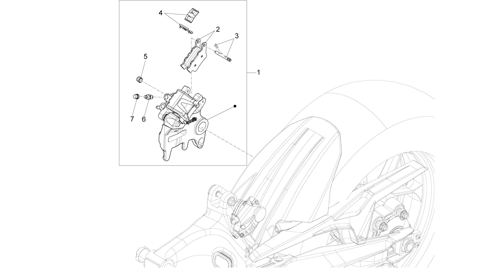 Rear brake caliper