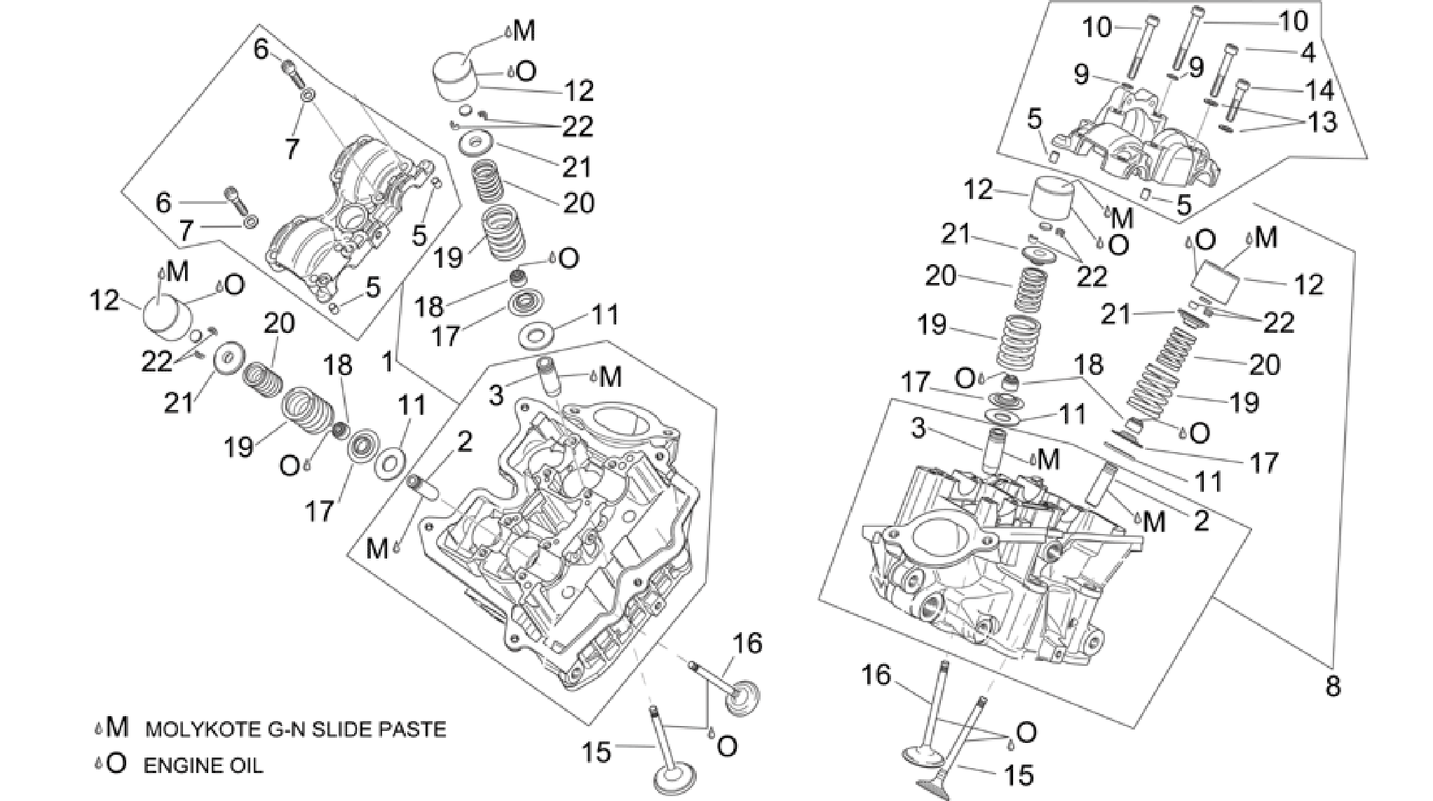 Cylinder head and valves