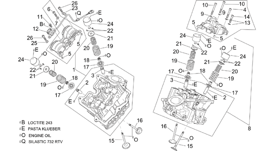 Cylinder head and valves
