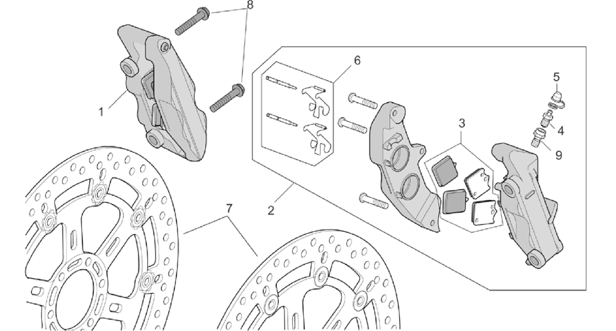 R-RF vers. front brake caliper
