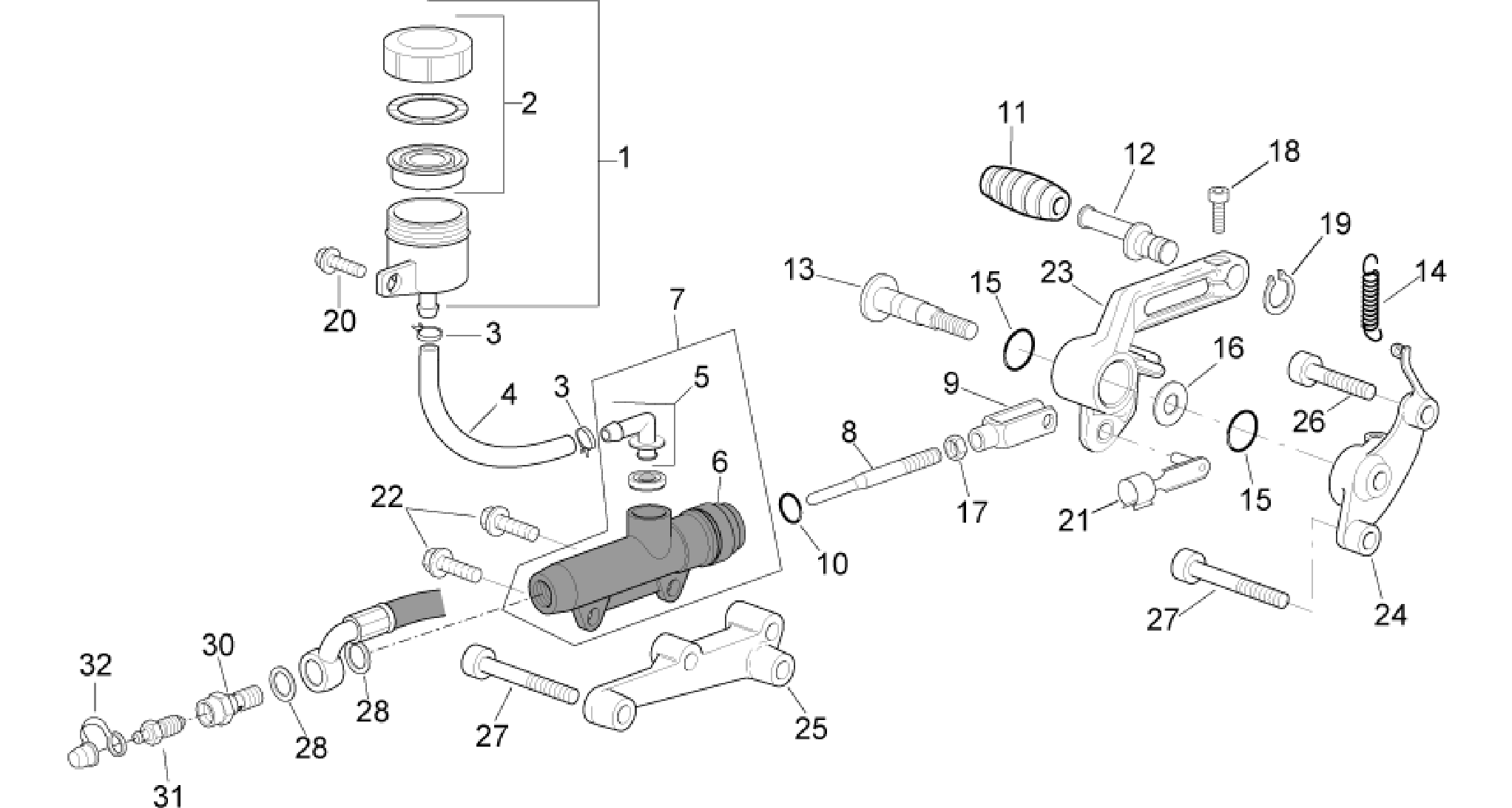Rear master cylinder