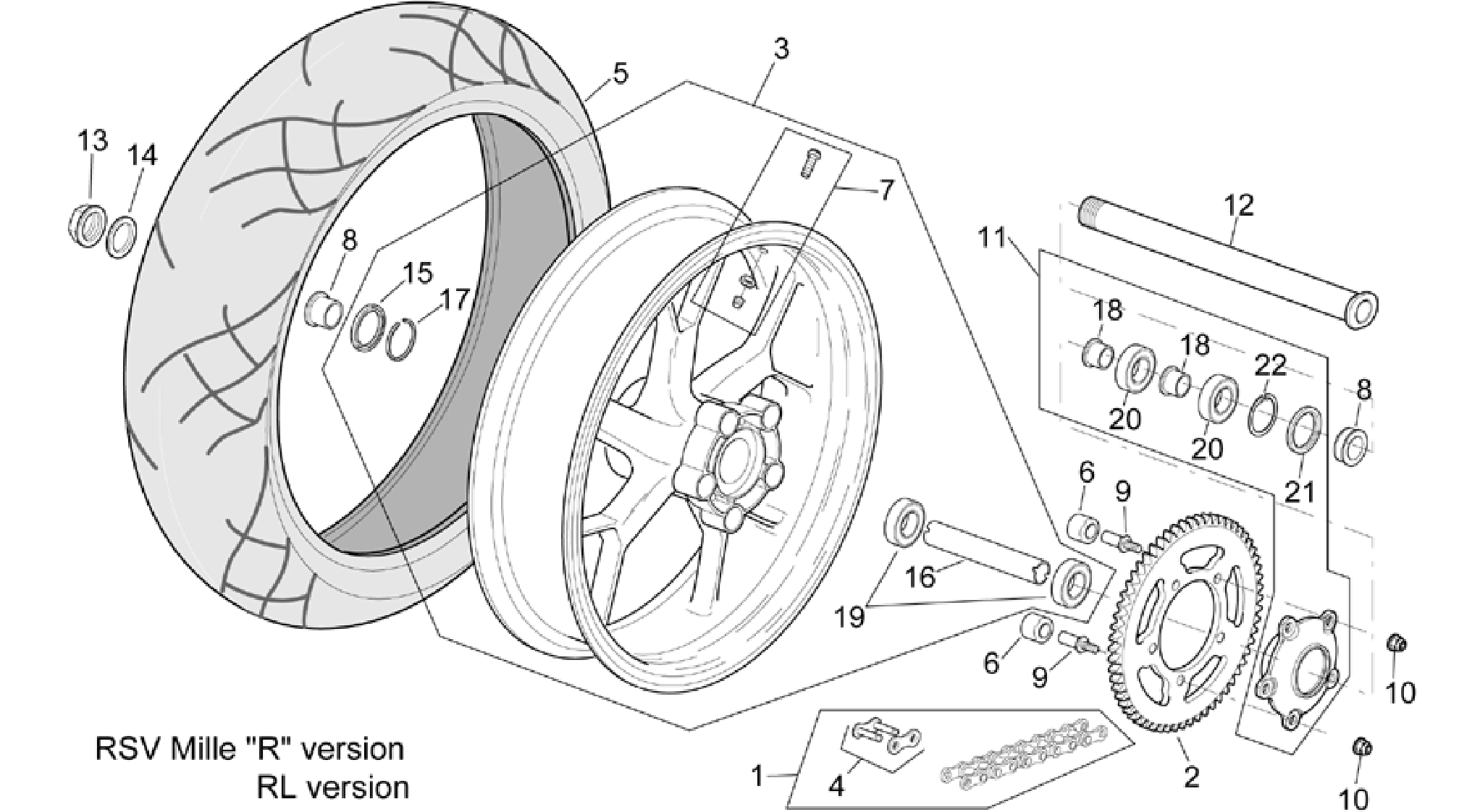 Rear wheel RSV Mille "R" Version