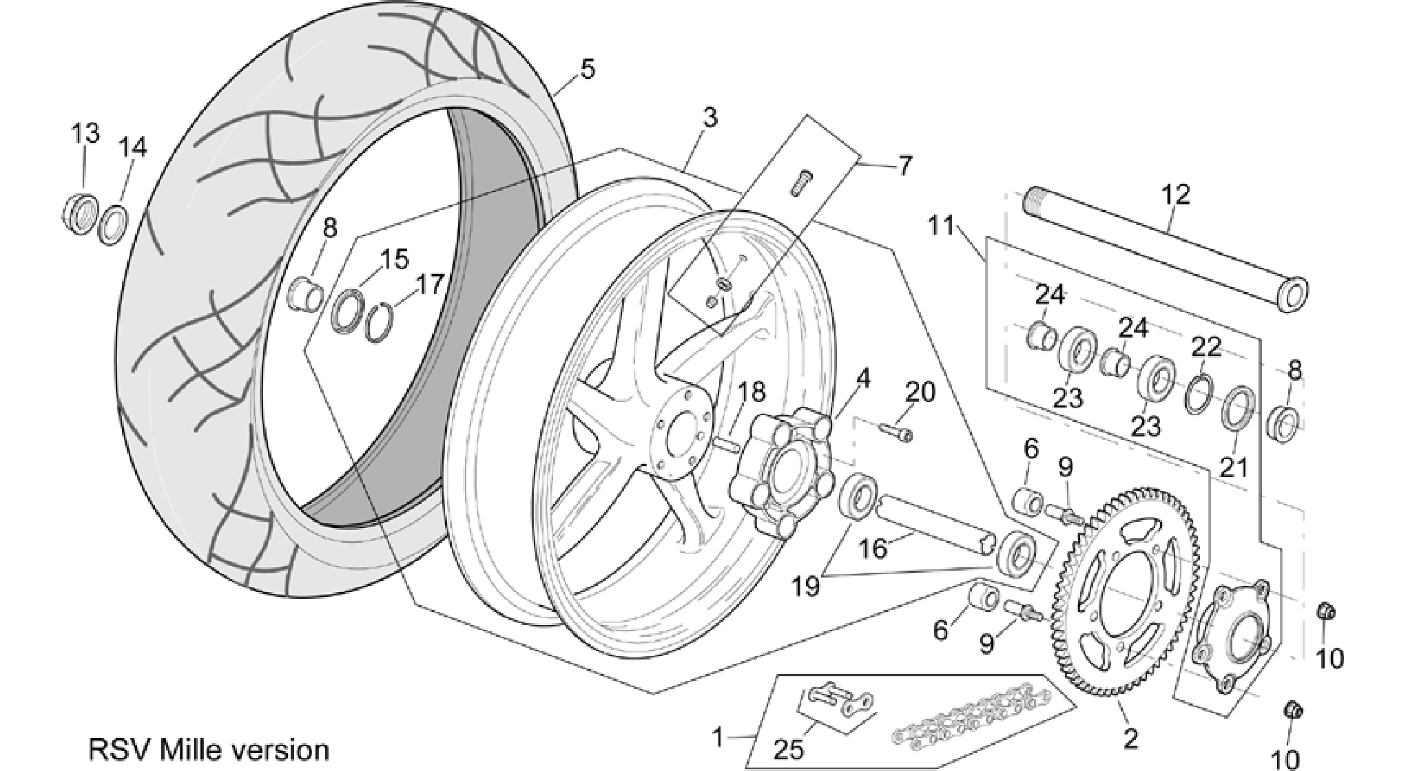 Rear wheel RSV Mille Version