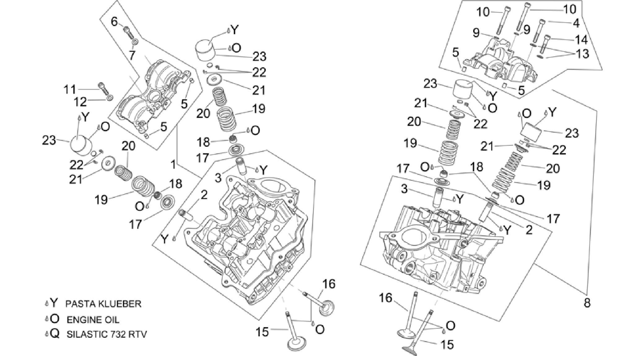 Cylinder head and valves