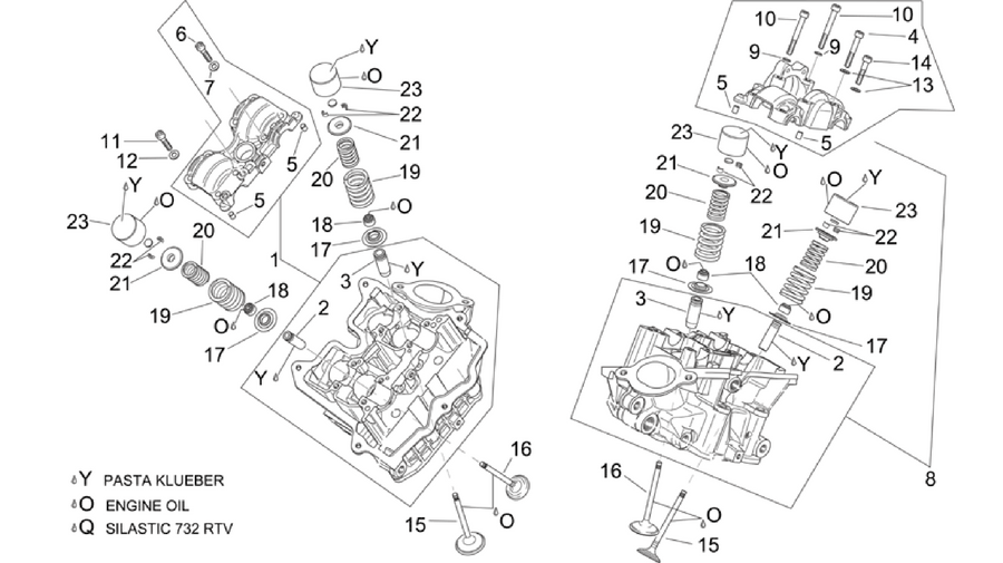 Cylinder head and valves