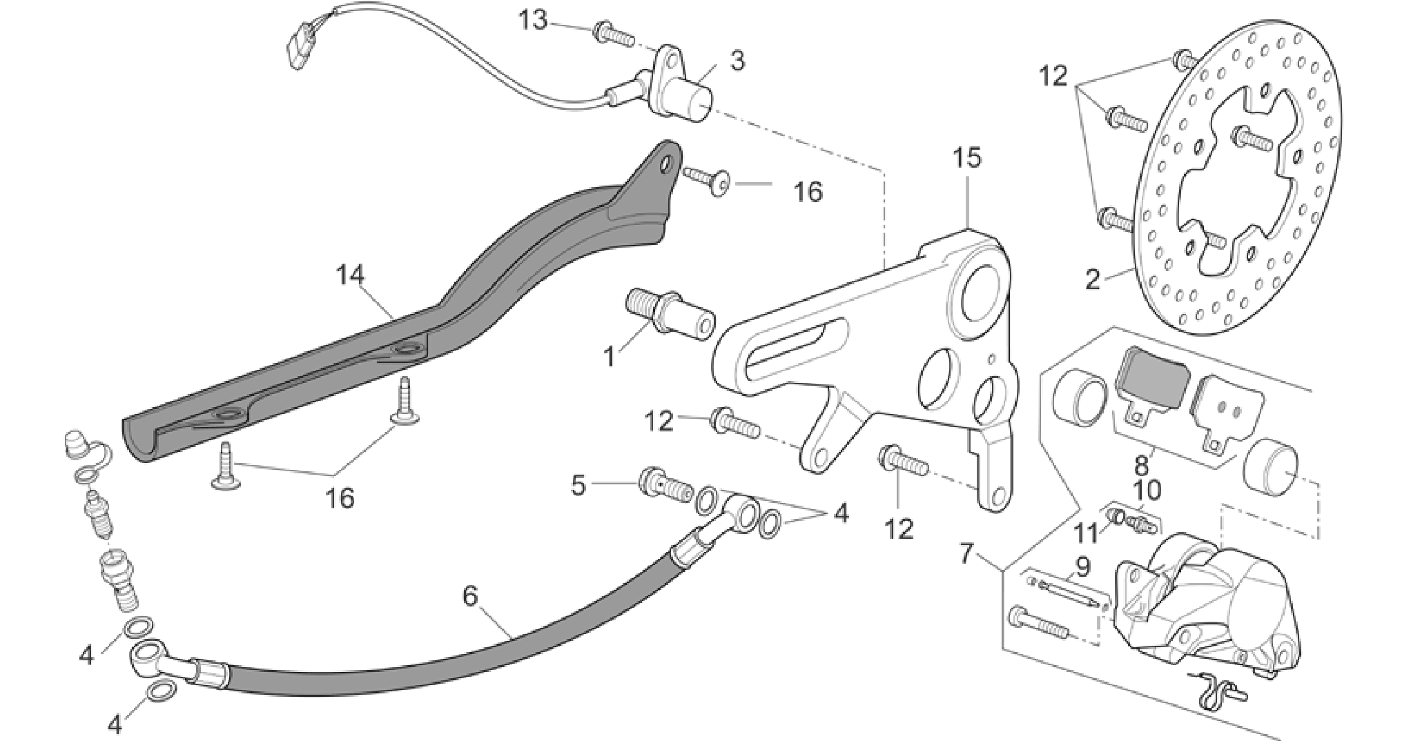 Rear brake caliper