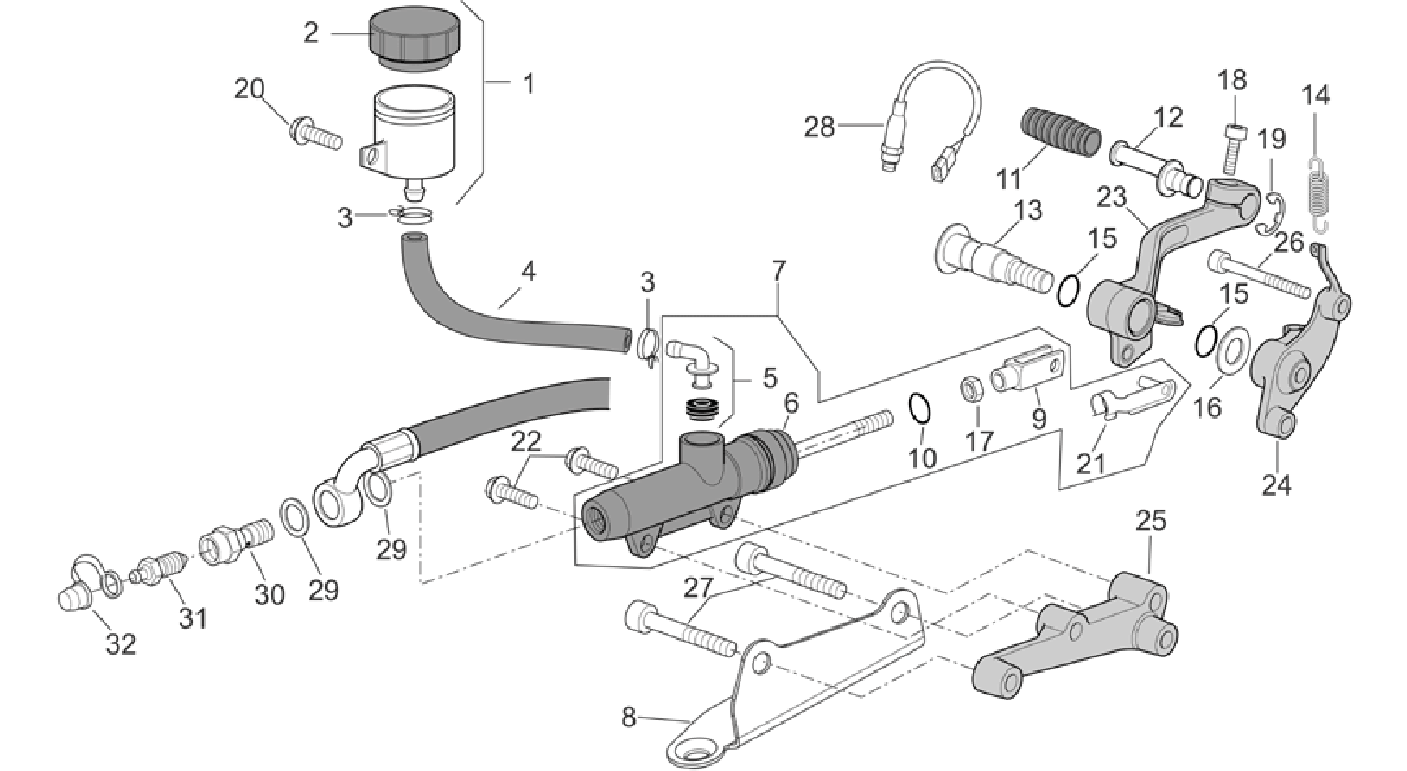 Rear master cylinder