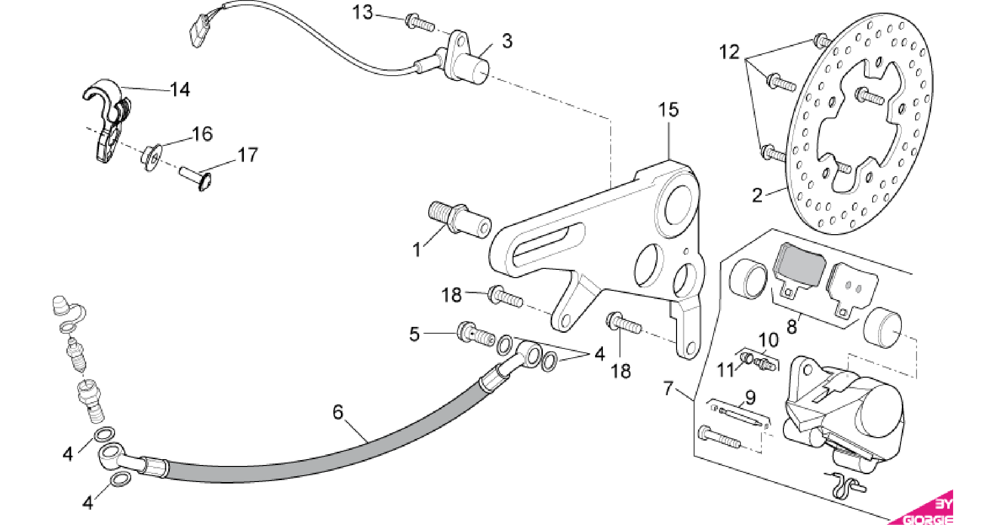 Rear brake caliper