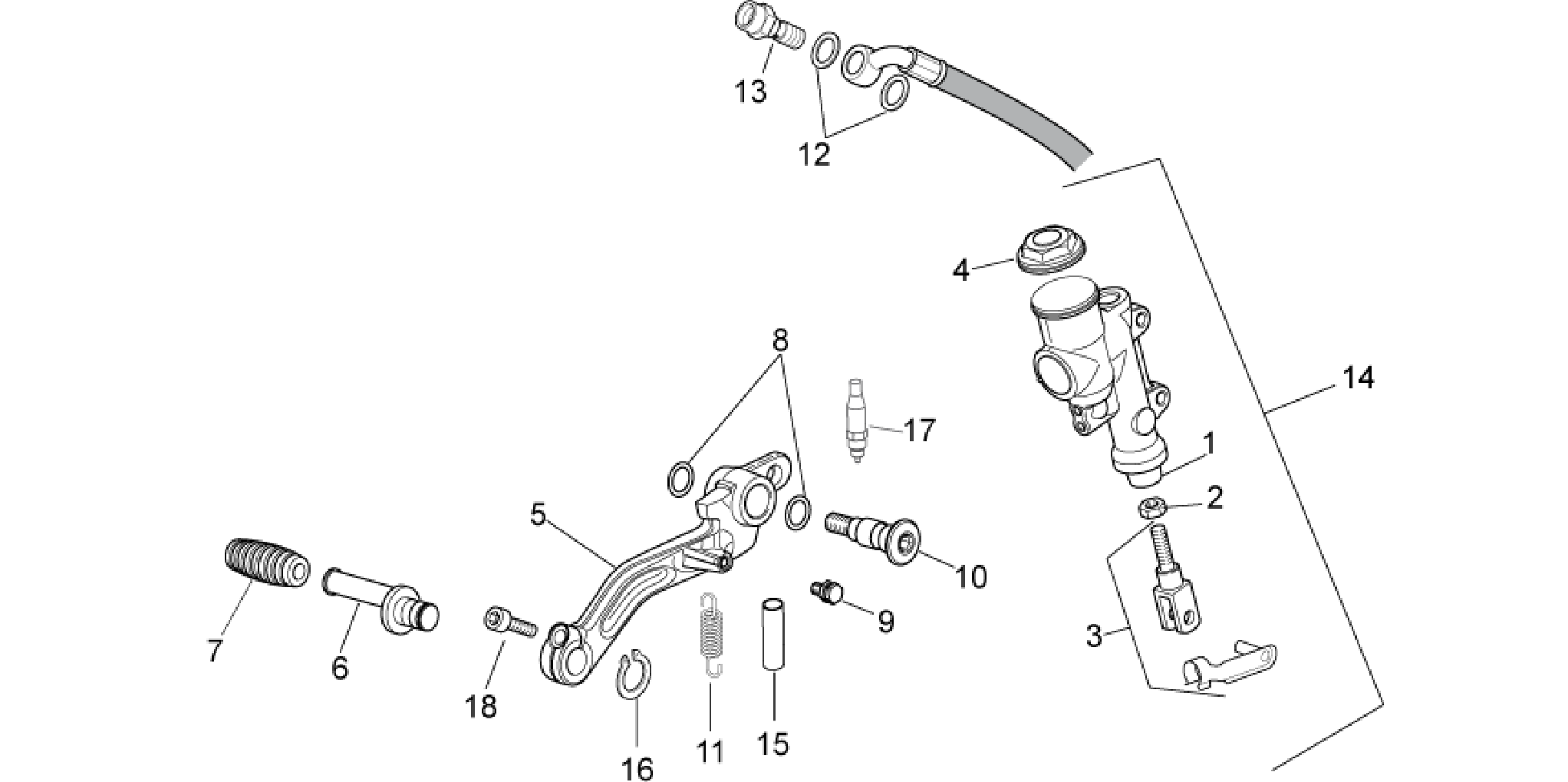 Rear master cylinder