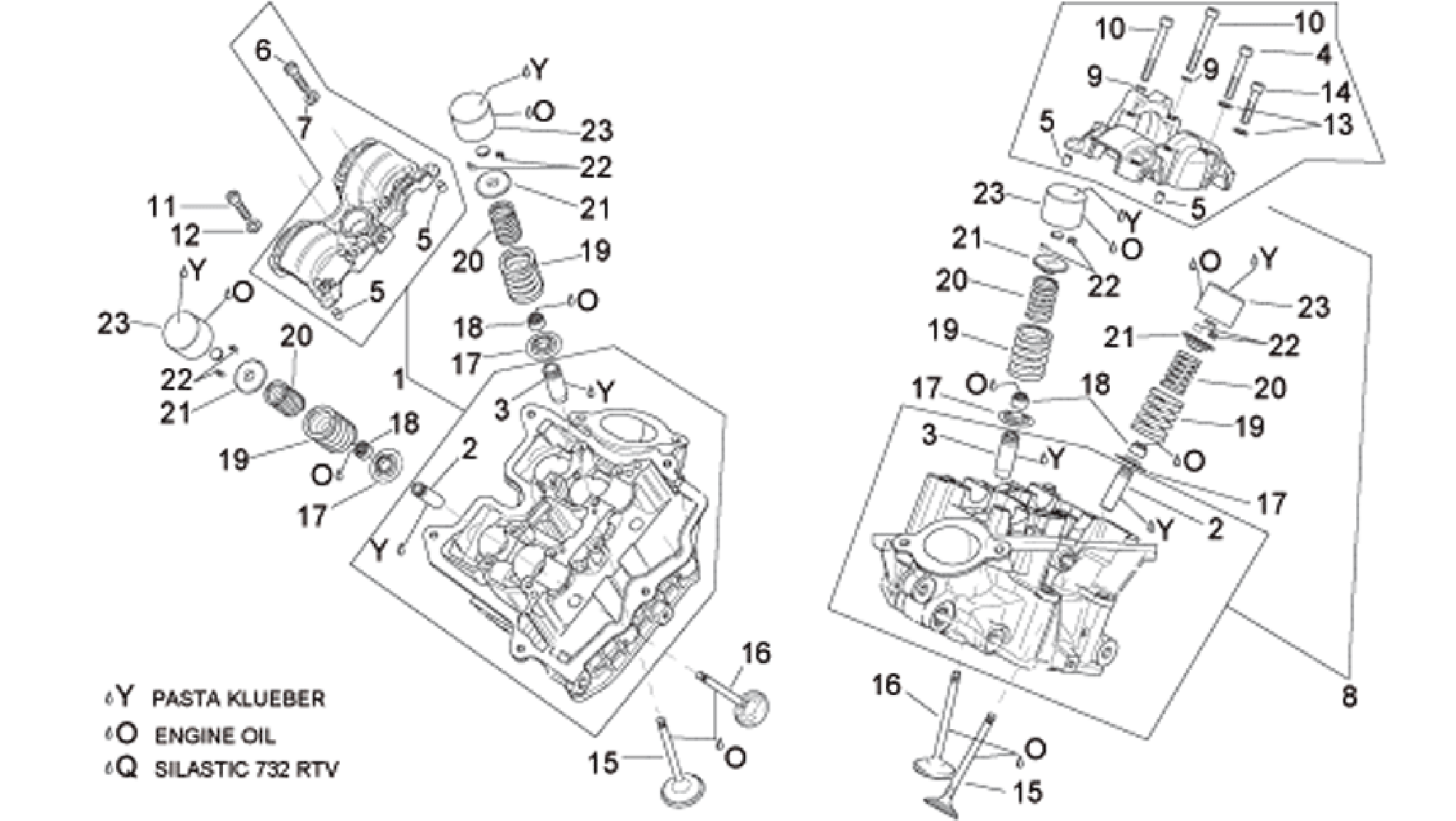 Cylinder head and valves