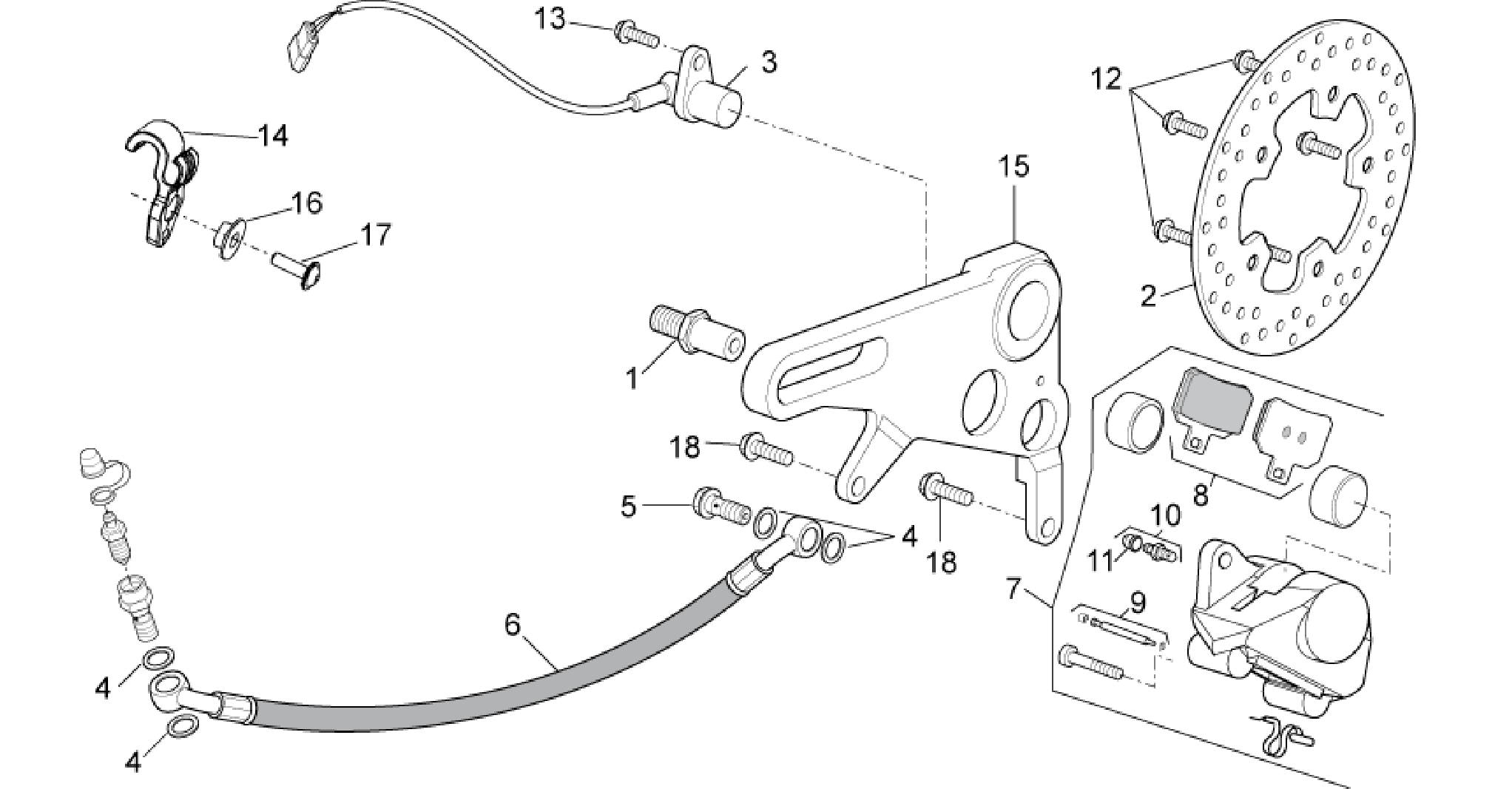 Rear brake caliper