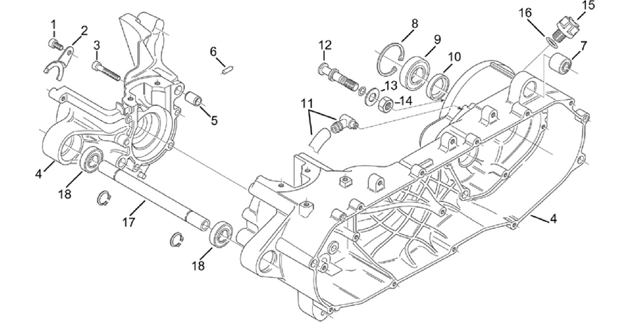 Central crank-case set
