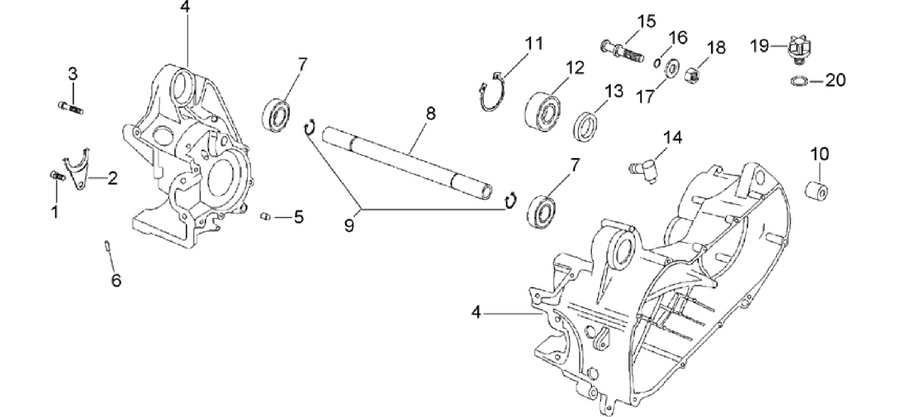 Central crank-case set