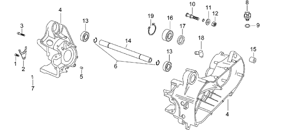 Central crank-case set