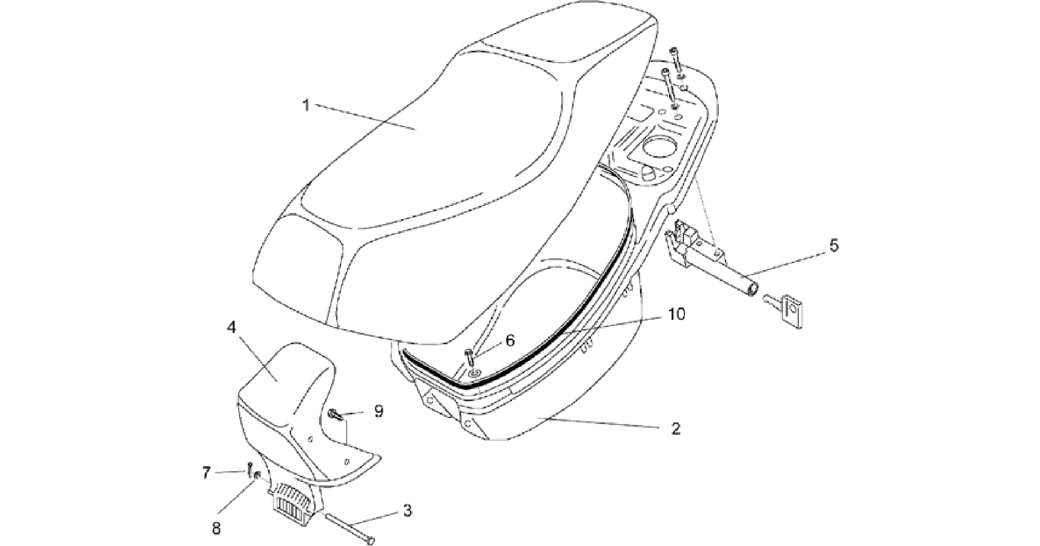 Saddle and helmet compartment