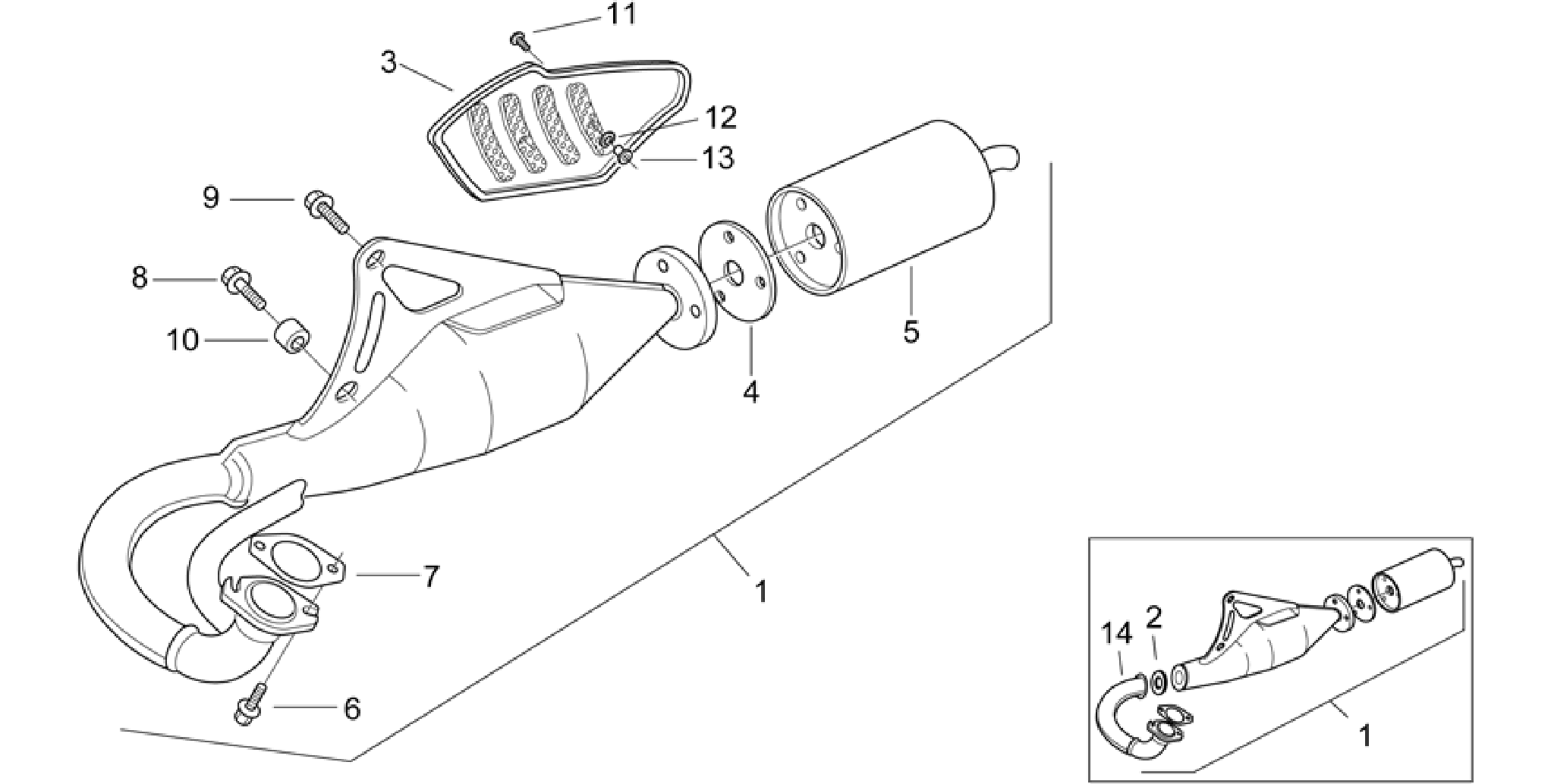 Aligned silencer exhaust pipe
