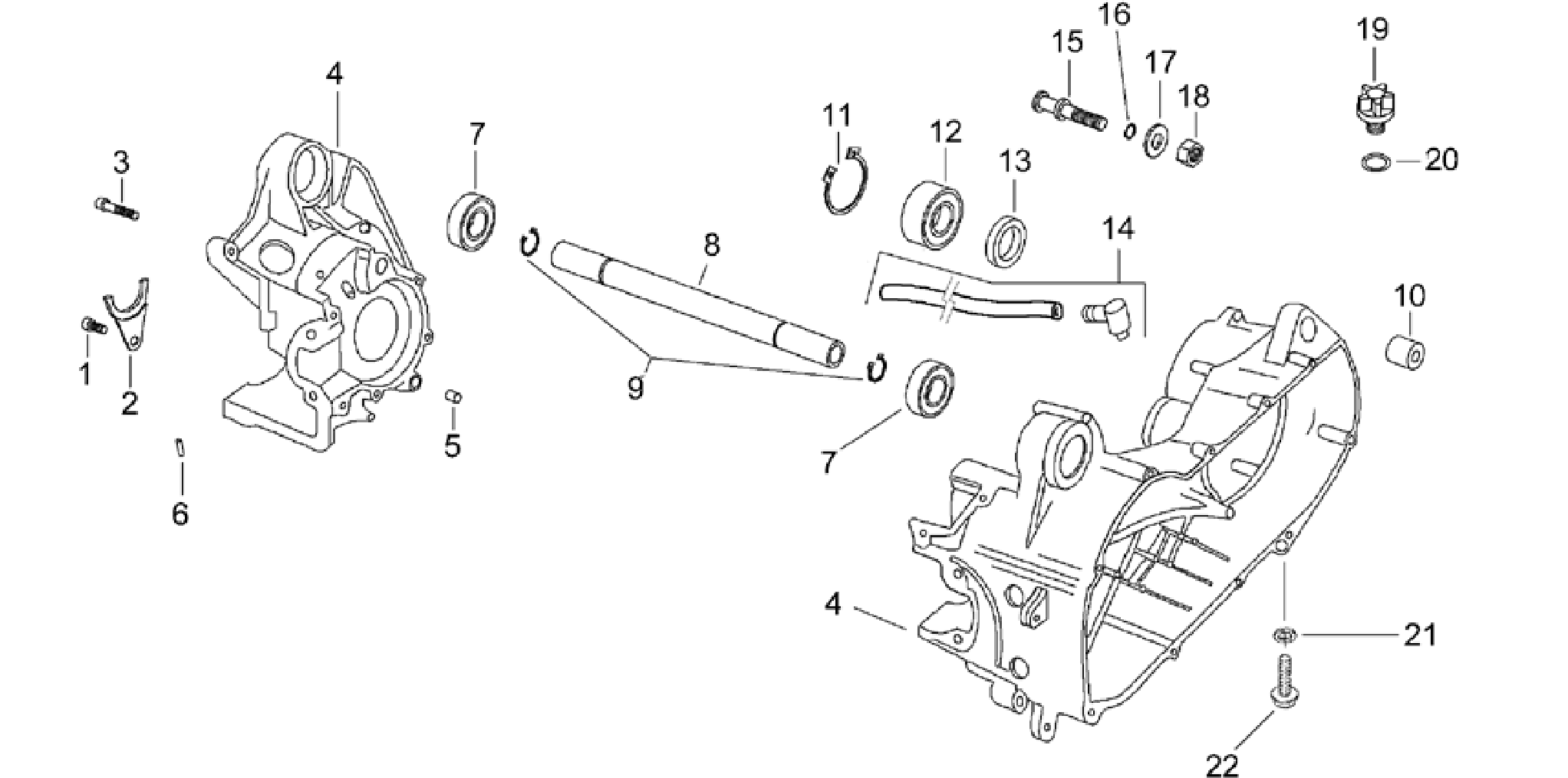 Central crank-case set