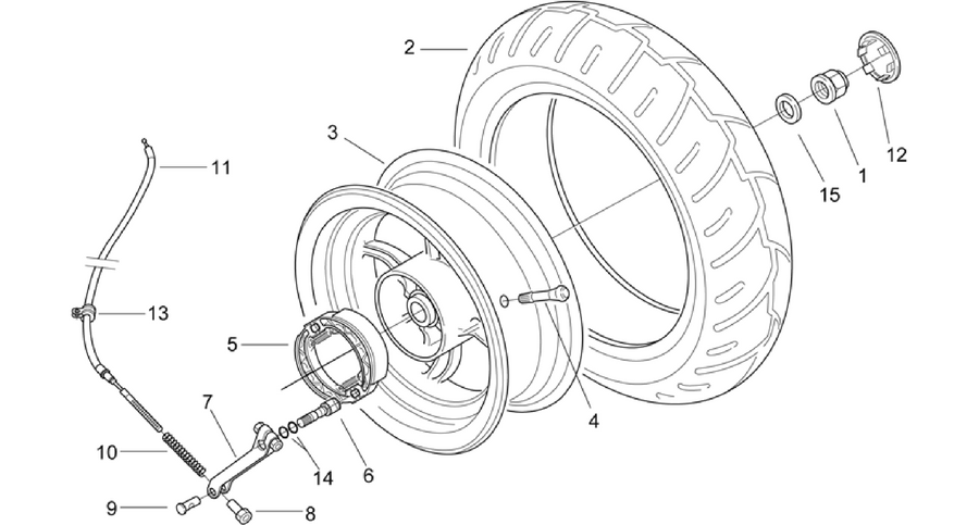 Rear wheel - drum brake