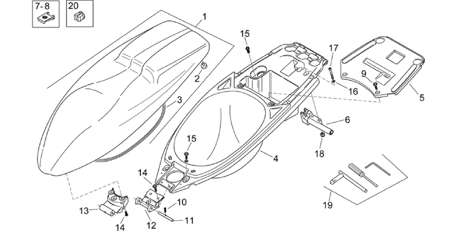 Saddle - Helmet compartment